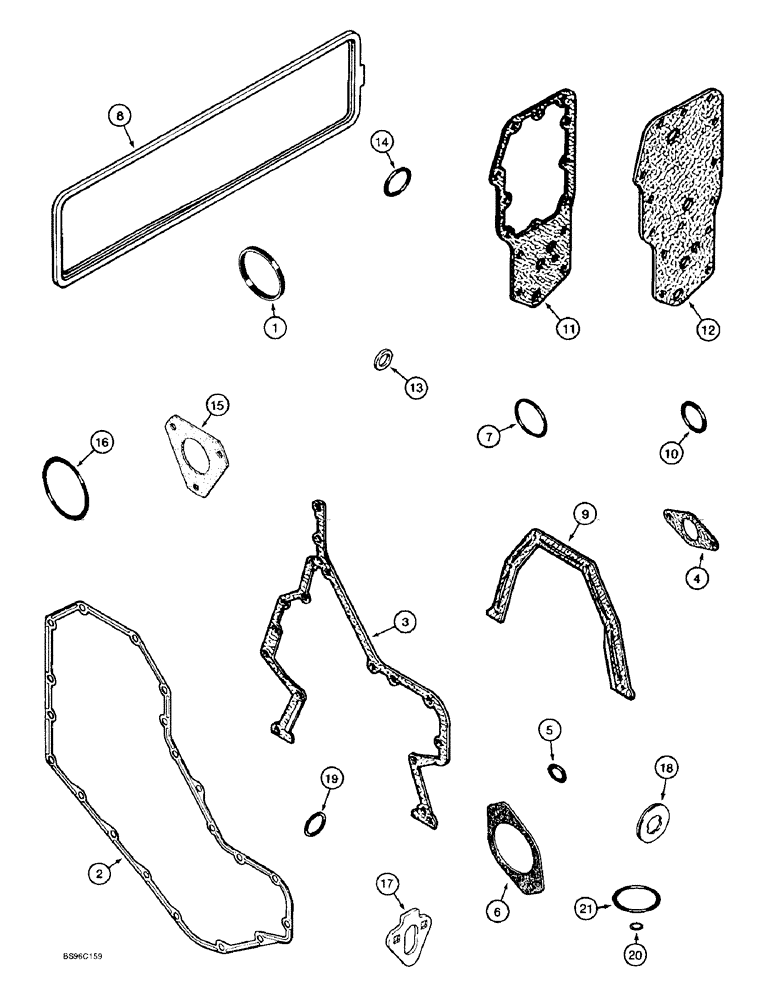 Схема запчастей Case 9030B - (2-84) - GASKET KIT, 6T-590 ENGINE, PRIOR TO P.I.N. DAC03#2001, CYLINDER BLOCK (02) - ENGINE