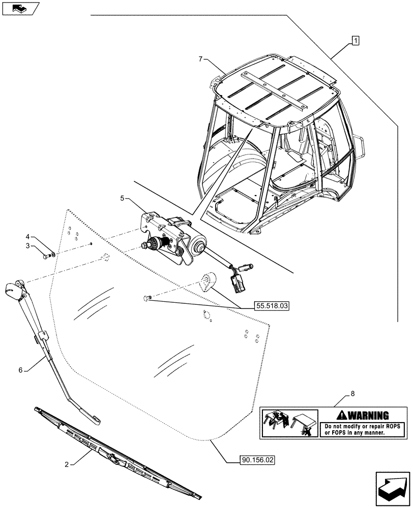 Схема запчастей Case 580SN - (88.090.12[01]) - DIA KIT, CANOPY ASM DELUXE WIDE (88) - ACCESSORIES