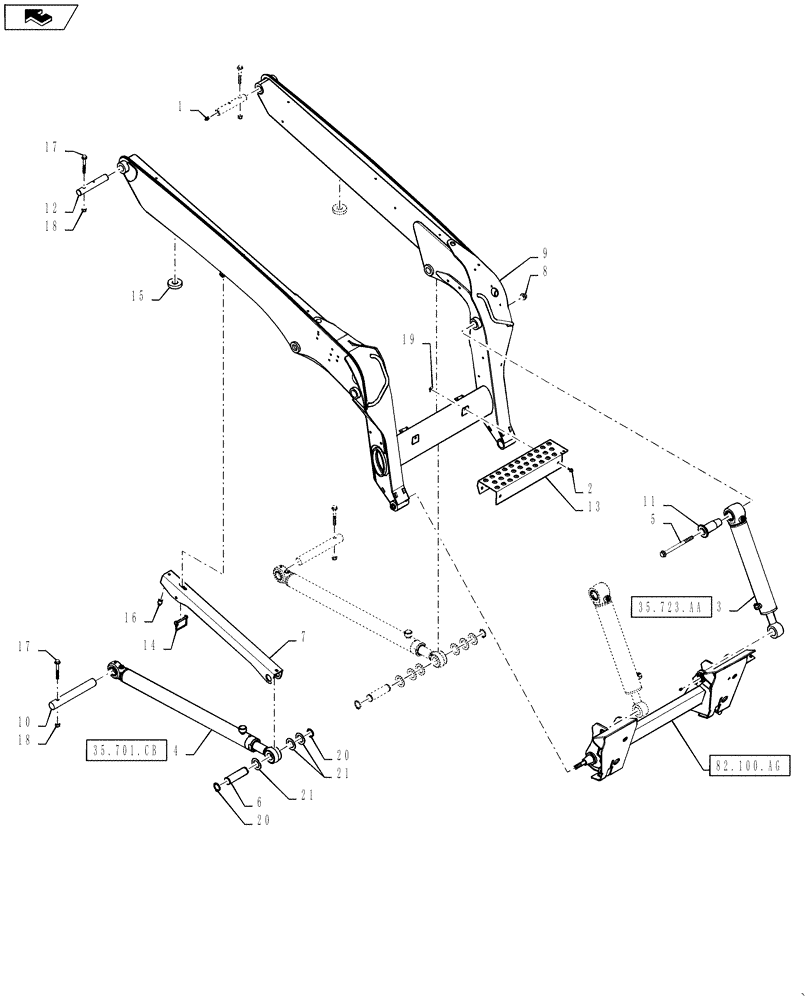 Схема запчастей Case SR220 - (82.100.AF) - LOADER ARM, SR220 (82) - FRONT LOADER & BUCKET