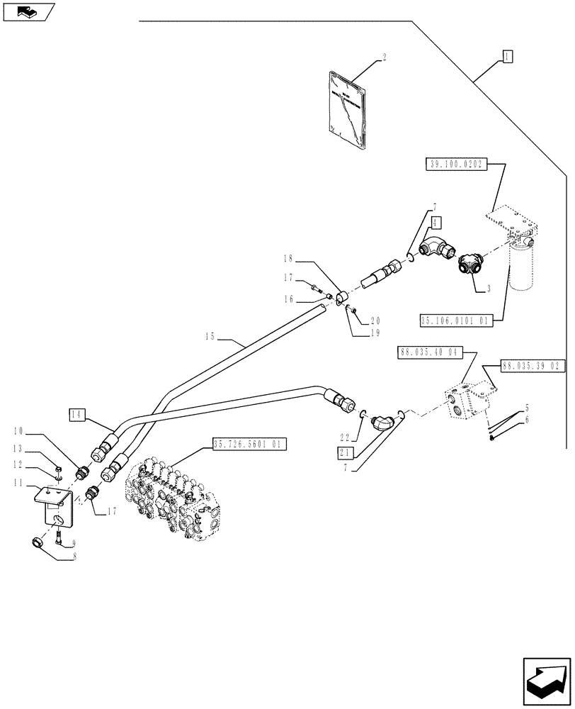 Схема запчастей Case 590SN - (88.035.40[01]) - DIA KIT, UNI-AUX, EXTENDIBLE HOE, PILOT CONTROLS (88) - ACCESSORIES