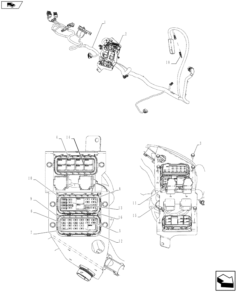 Схема запчастей Case 590SN - (55.512.16[01]) - HARNESS - SPS TRANSMISSION (55) - ELECTRICAL SYSTEMS