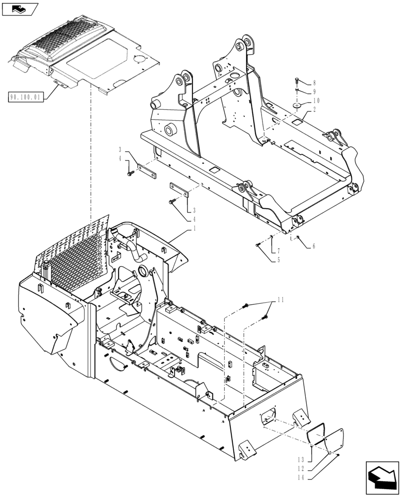 Схема запчастей Case SV300 - (39.100.01) - CHASSIS HOODS AND COVERS (SV300) (39) - FRAMES AND BALLASTING