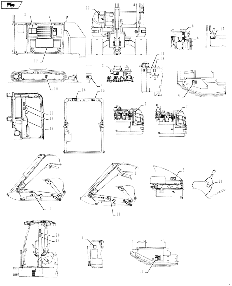 Схема запчастей Case CX50B - (06-022) - NAMEPLATE (LAR ONLY) (90) - PLATFORM, CAB, BODYWORK AND DECALS