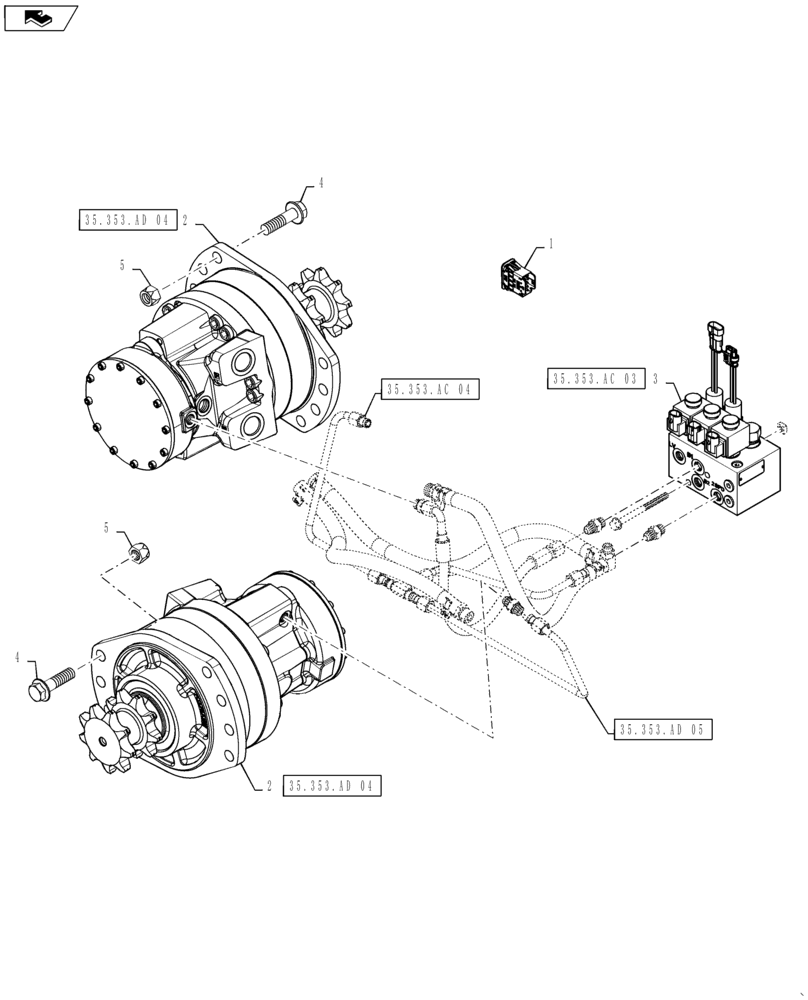 Схема запчастей Case SV250 - (35.353.AD[06]) - TRAVEL SPEED, E-H (35) - HYDRAULIC SYSTEMS