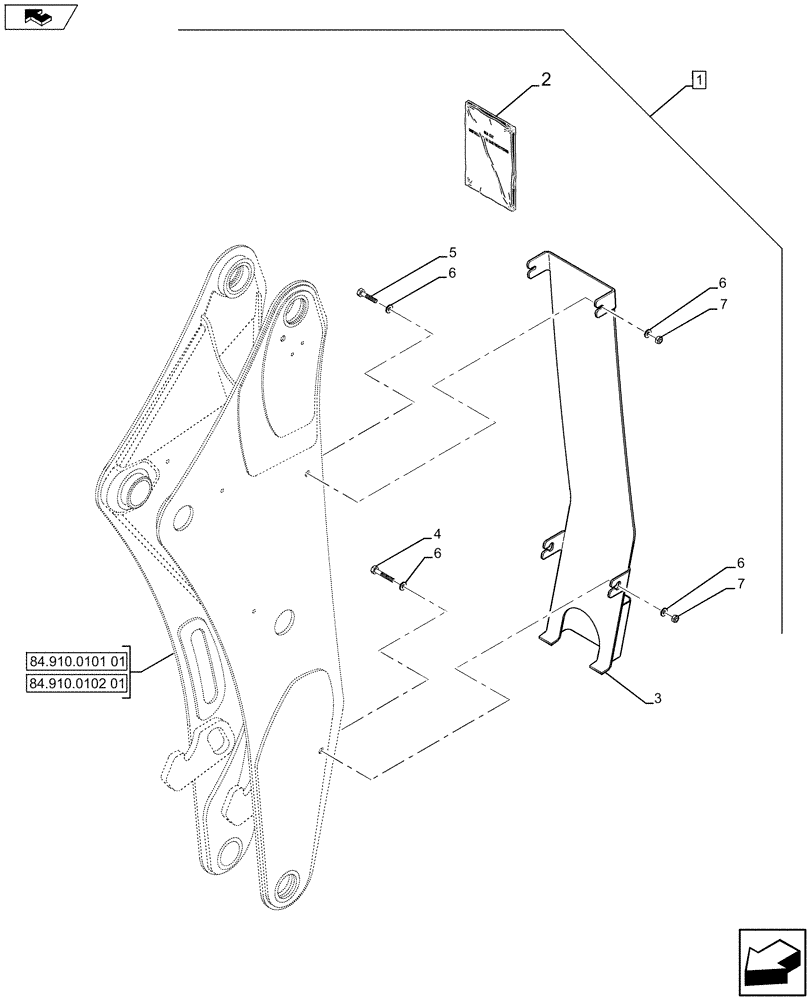 Схема запчастей Case 580SN WT - (88.035.63[01]) - DIA KIT, UNI DIR. MECHANICAL CONTROL STD DIPPER (88) - ACCESSORIES