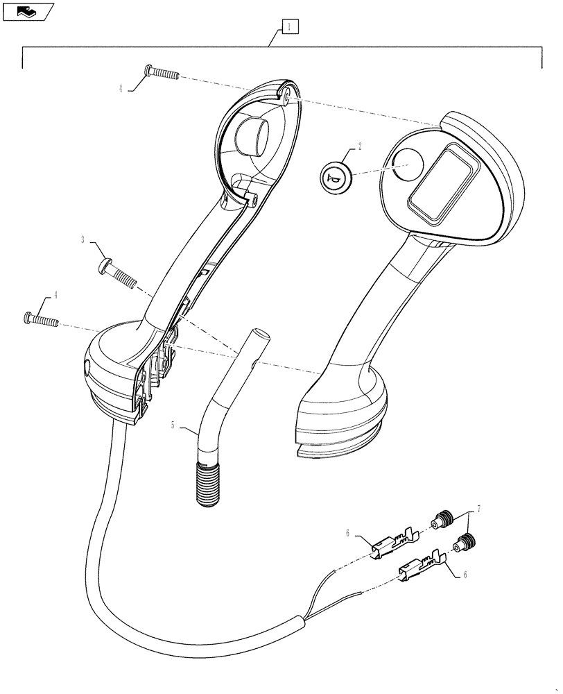 Схема запчастей Case SV250 - (55.512.CL[06]) - LEVEL 100 HANDLE GRIP, LH (55) - ELECTRICAL SYSTEMS