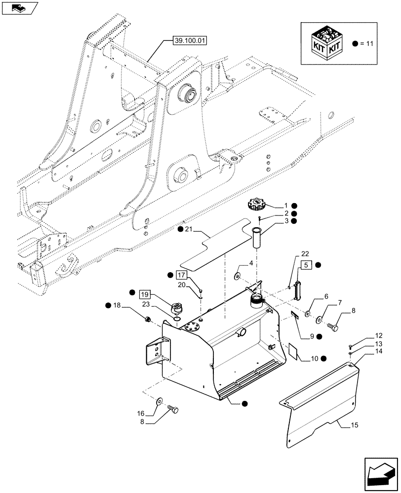 Схема запчастей Case 590SN - (35.300.01) - HYDRAULIC OIL RESERVOIR (35) - HYDRAULIC SYSTEMS