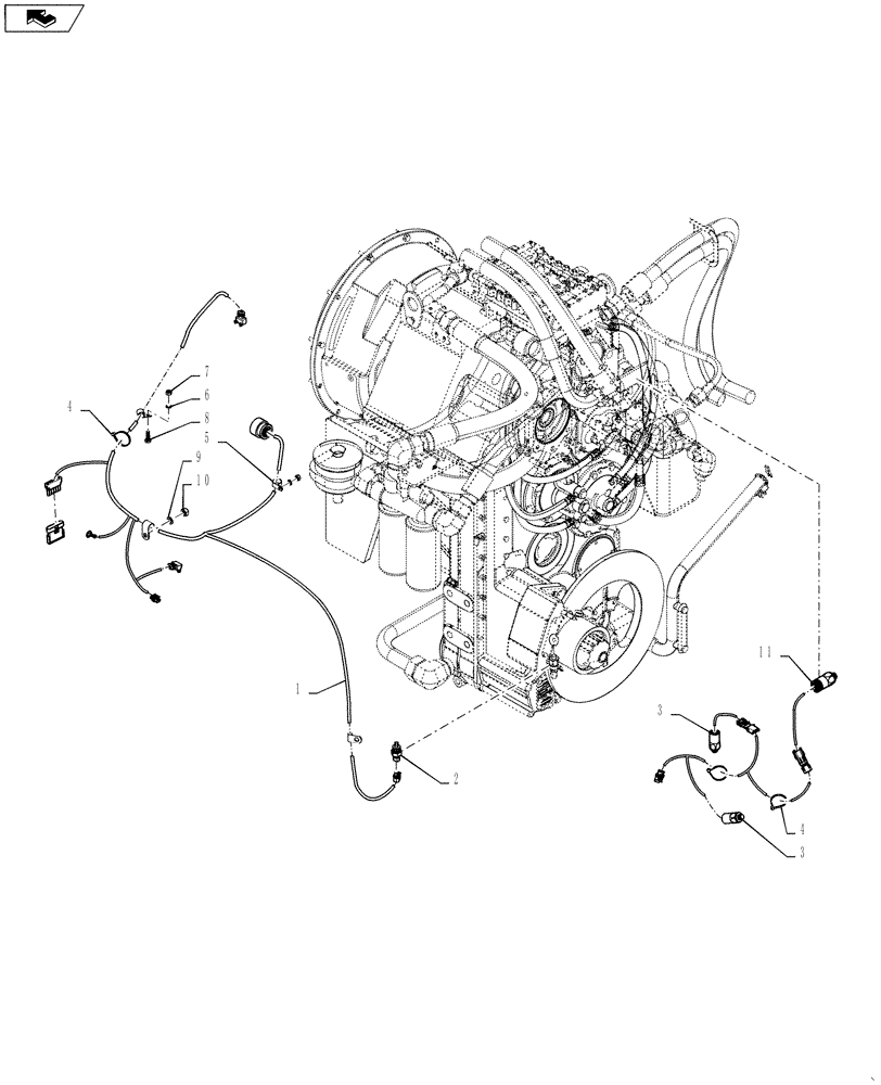 Схема запчастей Case 1121F - (55.100.01) - TRANSMISSION HARNESS INSTALLATION (55) - ELECTRICAL SYSTEMS