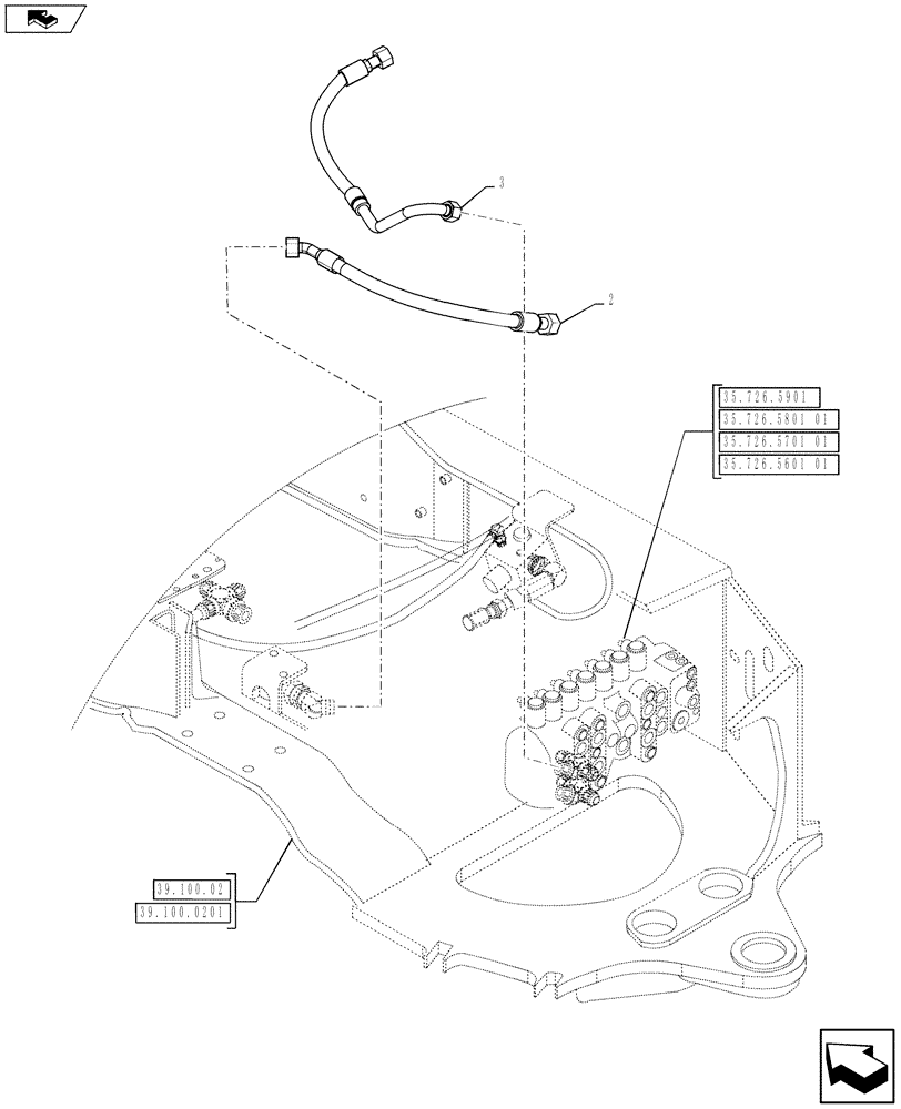 Схема запчастей Case 580SN WT - (88.035.42[10]) - DIA KIT, NO AUX TO COMBO, EXTENDIBLE HOE, PILOT CONTROLS (88) - ACCESSORIES