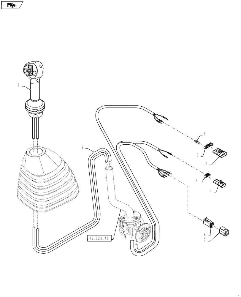 Схема запчастей Case 570NXT - (35.724.AE) - 3 SPOOL LOADER LEVER KNOB (35) - HYDRAULIC SYSTEMS