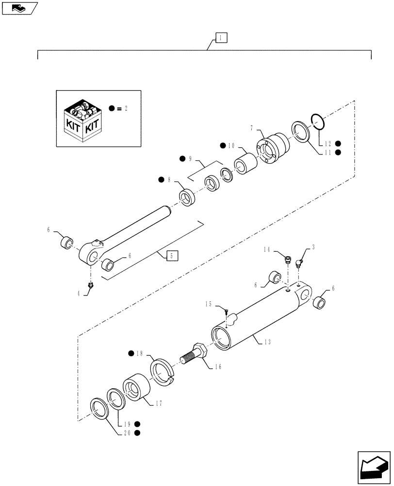 Схема запчастей Case 570NXT - (35.723.AA) - FRONT LOADER HYDRAULIC SYSTEM BUCKET CYLINDER RH (35) - HYDRAULIC SYSTEMS