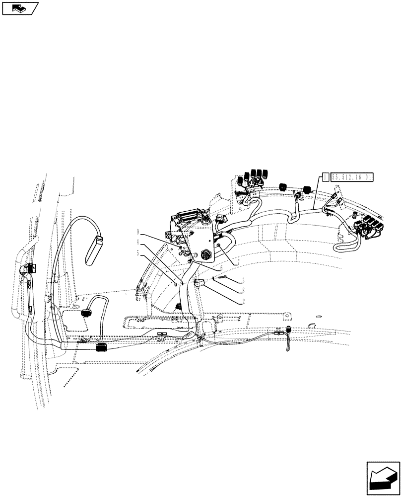 Схема запчастей Case 590SN - (55.512.16[02]) - HARNESS - SPS TRANSMISSION (55) - ELECTRICAL SYSTEMS