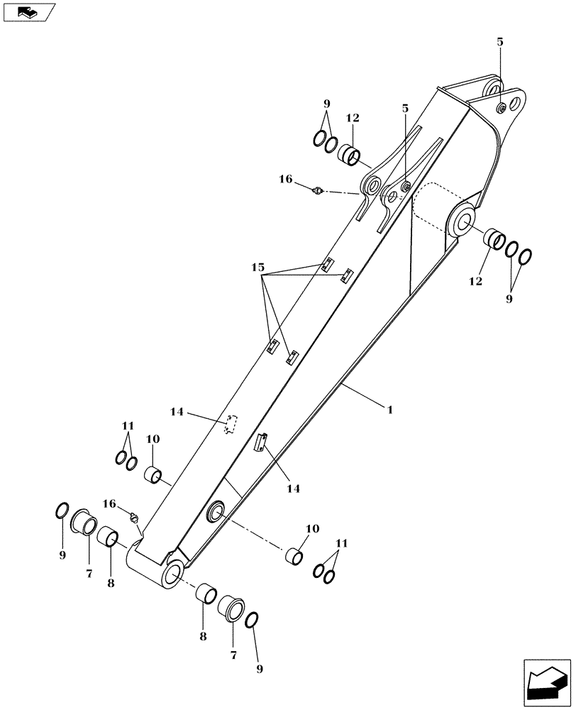 Схема запчастей Case CX160C - (84.912.AA[01]) - DIPPER - STANDARD (L= 2.62M) (84) - BOOMS, DIPPERS & BUCKETS