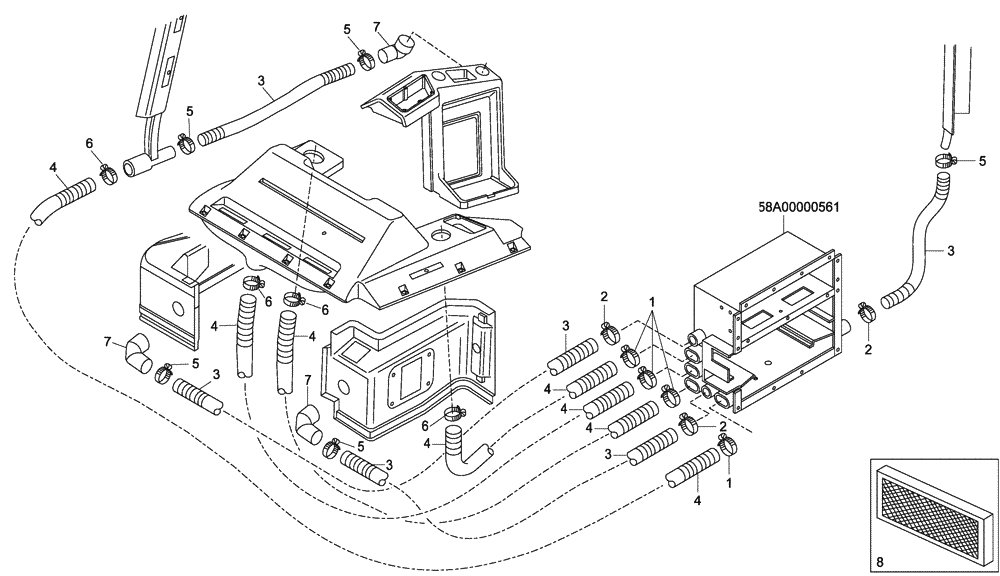 Схема запчастей Case 340 - (58A00000558[001]) - CAB AIR BLENDING, FILTER SYSTEM (87371217) (50) - CAB CLIMATE CONTROL