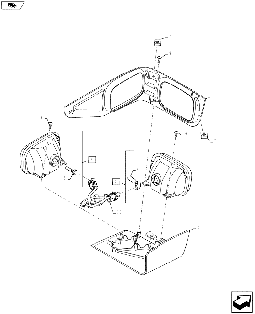 Схема запчастей Case SR175 - (55.404.AL[02]) - STANDARD , FRONT LIGHT, LH (55) - ELECTRICAL SYSTEMS