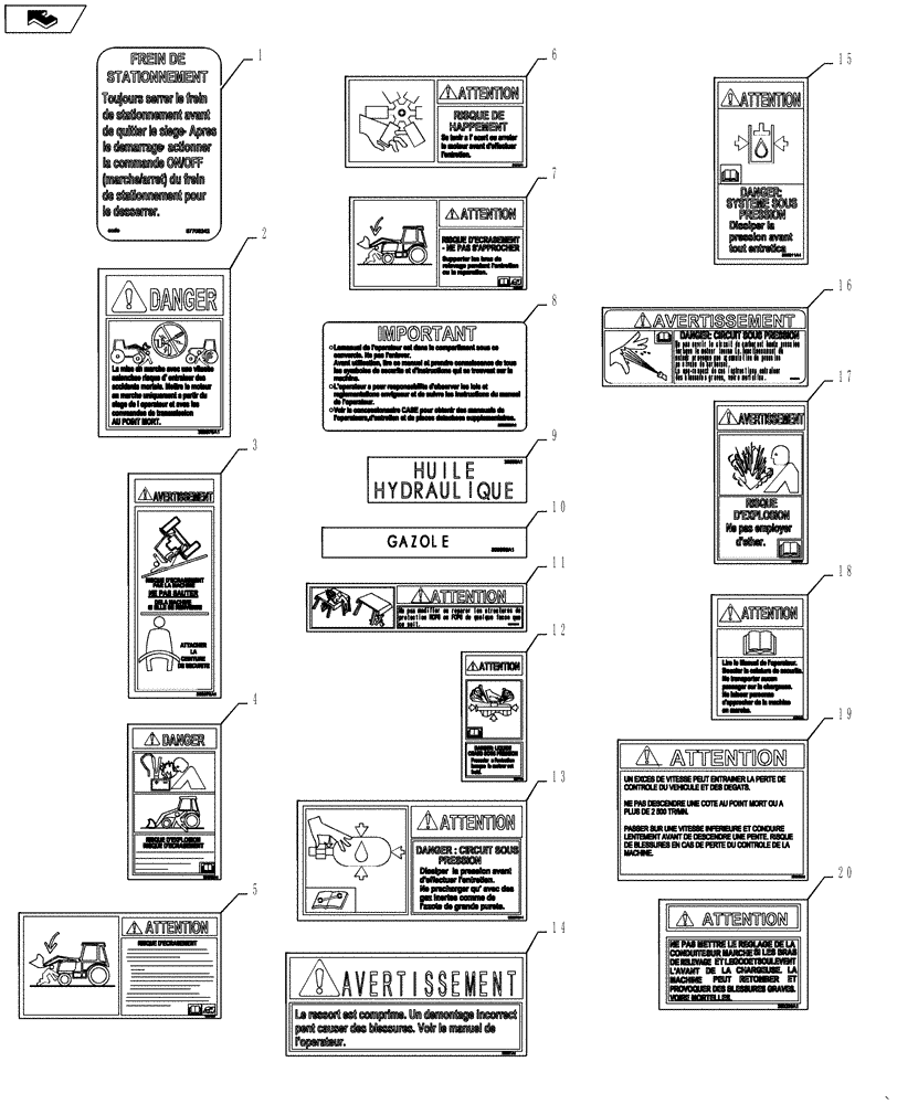 Схема запчастей Case 570NXT - (90.108.AB[03]) - DECALS FRENCH CANADIAN (90) - PLATFORM, CAB, BODYWORK AND DECALS