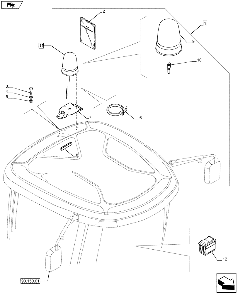 Схема запчастей Case 580SN - (88.055.07) - DIA KIT, ROTARY BEACON (88) - ACCESSORIES