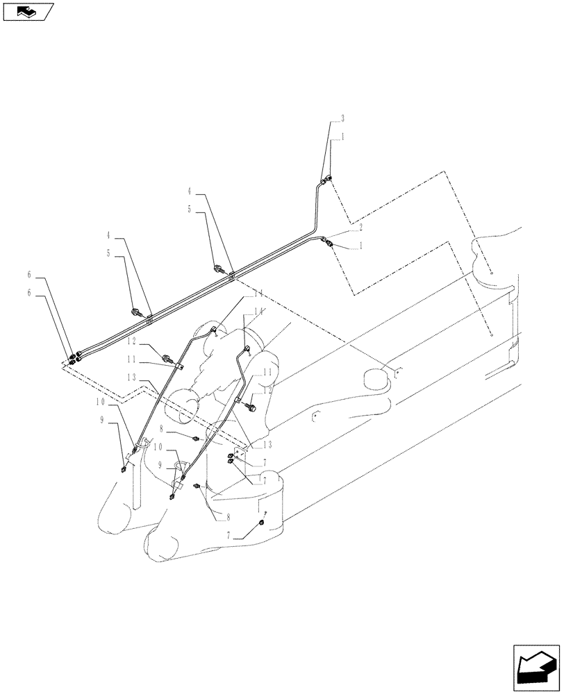 Схема запчастей Case CX145C SR - (71.460.AF[03]) - GREASE LINE (OFFSET) (71) - LUBRICATION SYSTEM