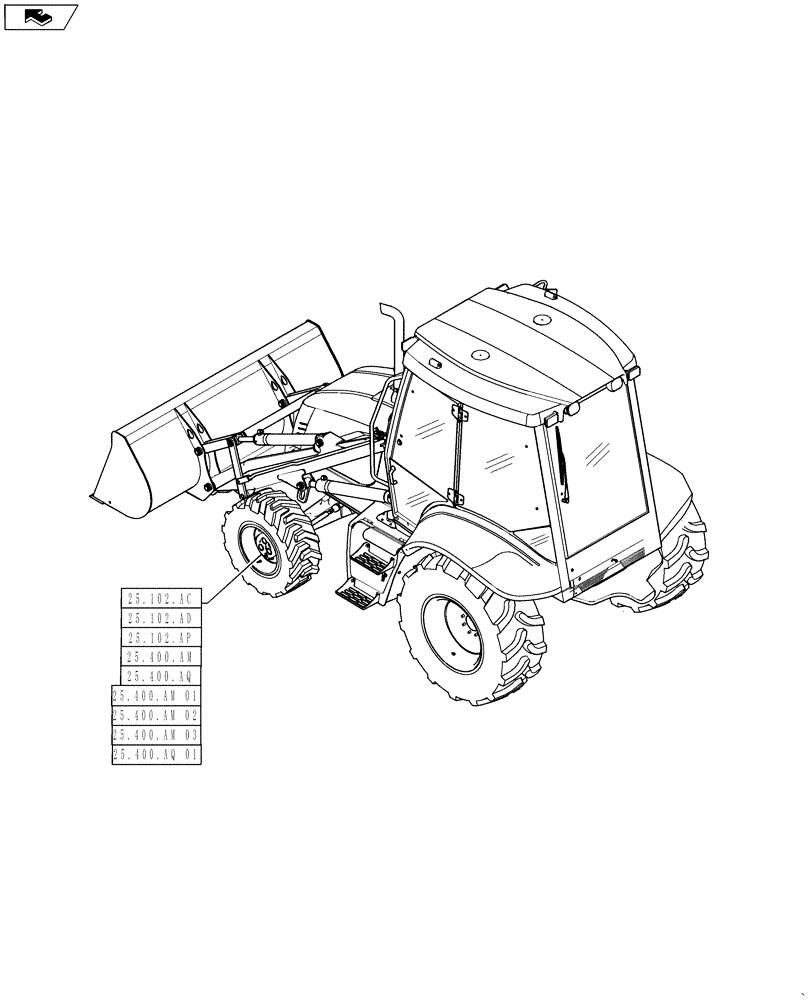 Схема запчастей Case 570NXT - (25.000.00) - PICTORIAL INDEX - AXLE FRONT (25) - FRONT AXLE SYSTEM