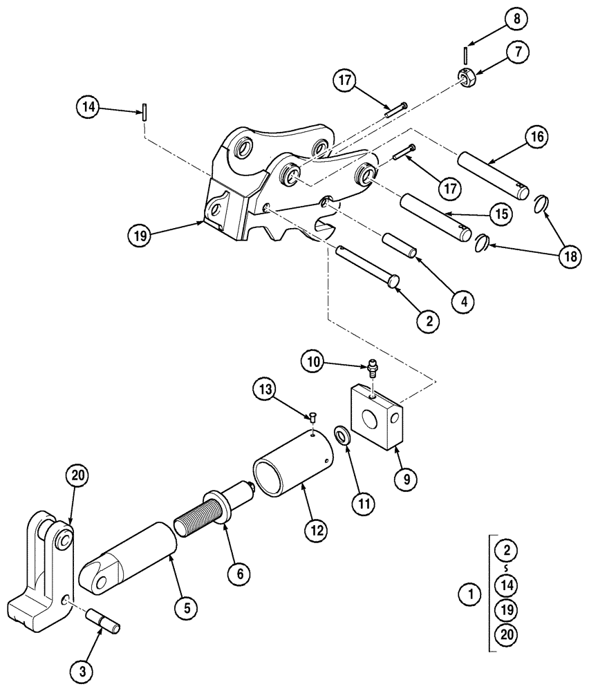 Схема запчастей Case CX135SR - (09-57) - MANUAL QUICK CHANGE COUPLER - MIX / MATCH (09) - CHASSIS/ATTACHMENTS