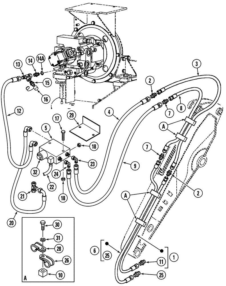 Схема запчастей Case CX80 - (08-99) - HYDRAULIC CIRCUIT - QUICK COUPLER (08) - HYDRAULICS