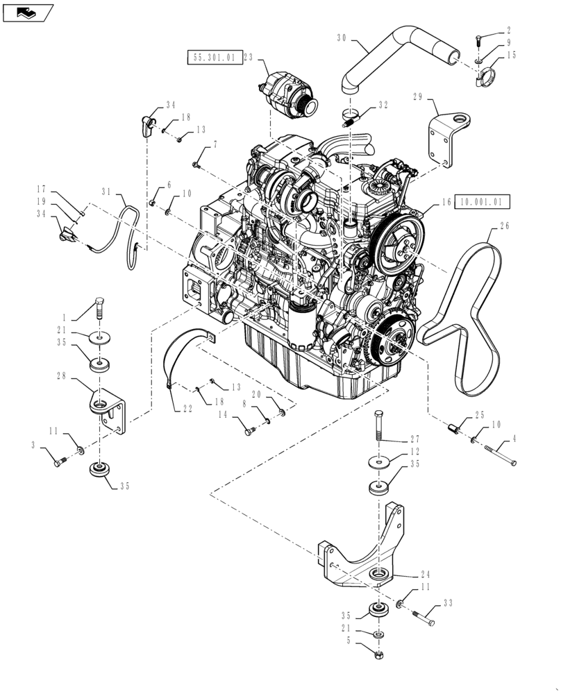 Схема запчастей Case 650L - (10.001.AK) - NEF ENGINE INSTALLATION (10) - ENGINE