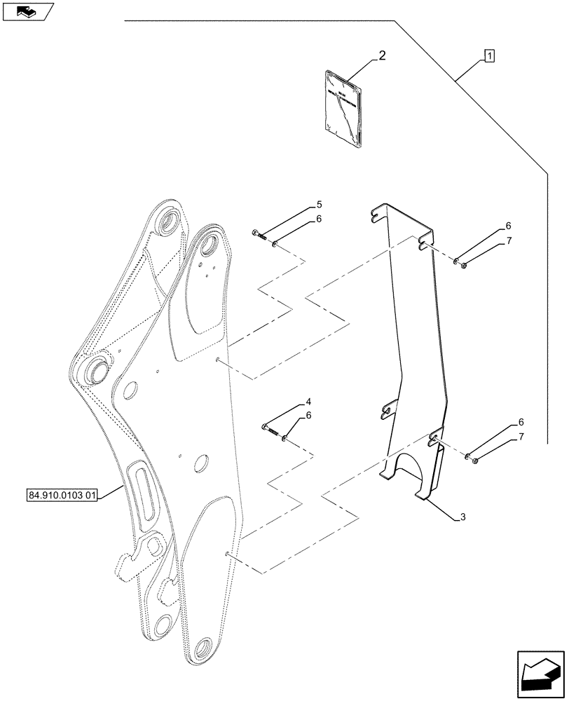 Схема запчастей Case 590SN - (88.035.62[01]) - DIA KIT, UNI DIR. MECHANICAL CONTROL, STD DIPPER (88) - ACCESSORIES