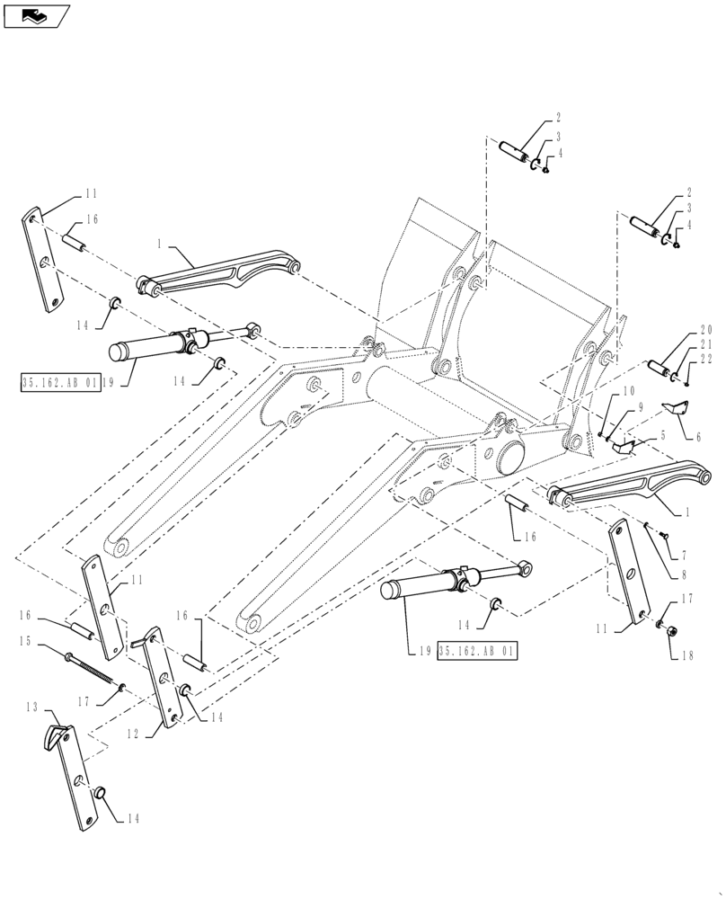 Схема запчастей Case 570NXT - (82.100.AG) - FRAME - LOADER LINKAGE (82) - FRONT LOADER & BUCKET