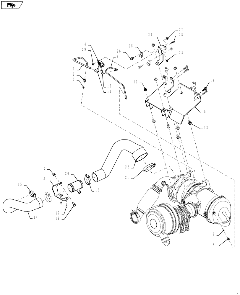 Схема запчастей Case TV380 - (10.254.03[02]) - INTAKE AND EXHAUST, LARGE VERTICAL, TIER 4, MOUNTING (10) - ENGINE