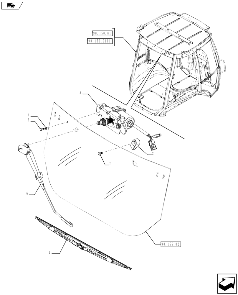 Схема запчастей Case 590SN - (55.518.03) - VAR - 747853, 747854, 747855 - WIPER, REAR (55) - ELECTRICAL SYSTEMS