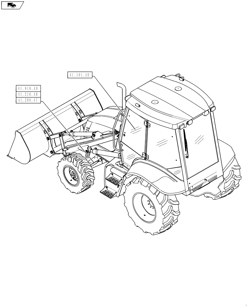 Схема запчастей Case 570NXT - (41.000.00) - PICTORIAL INDEX - STEERING (41) - STEERING