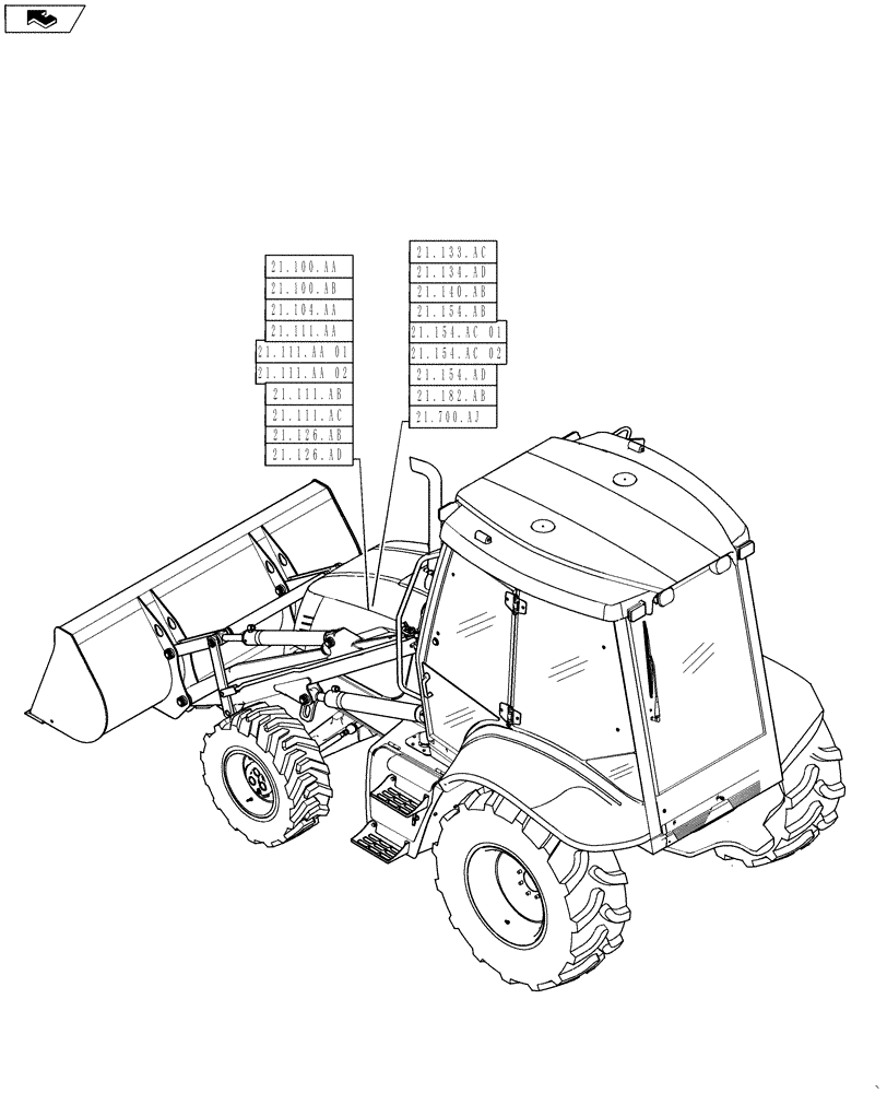 Схема запчастей Case 570NXT - (21.000.00) - PICTORIAL INDEX - TRANSMISSION (21) - TRANSMISSION