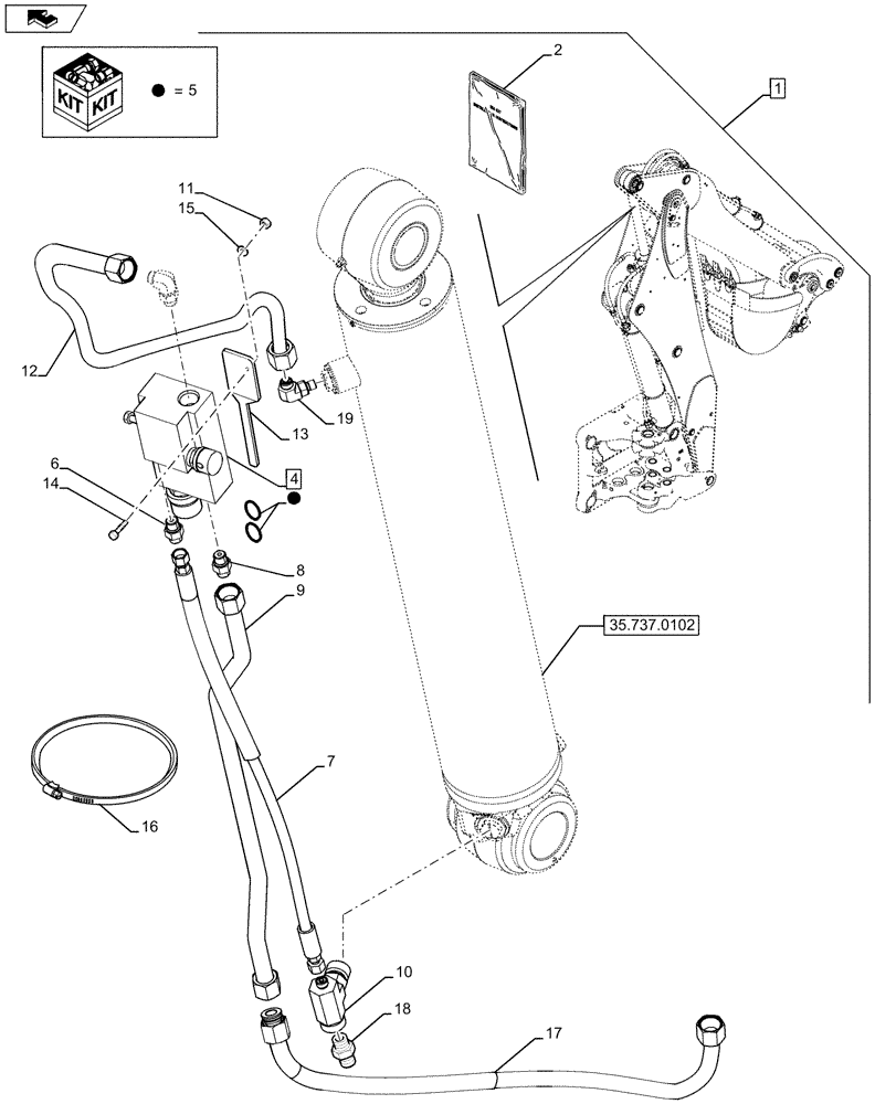 Схема запчастей Case 580SN - (88.035.52) - DIA KIT, DIPPER LOCK VALVE (88) - ACCESSORIES