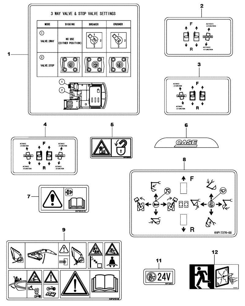 Схема запчастей Case CX470C - (09-401-00[01]) - DECALS (05.1) - UPPERSTRUCTURE CHASSIS/ATTACHMENTS