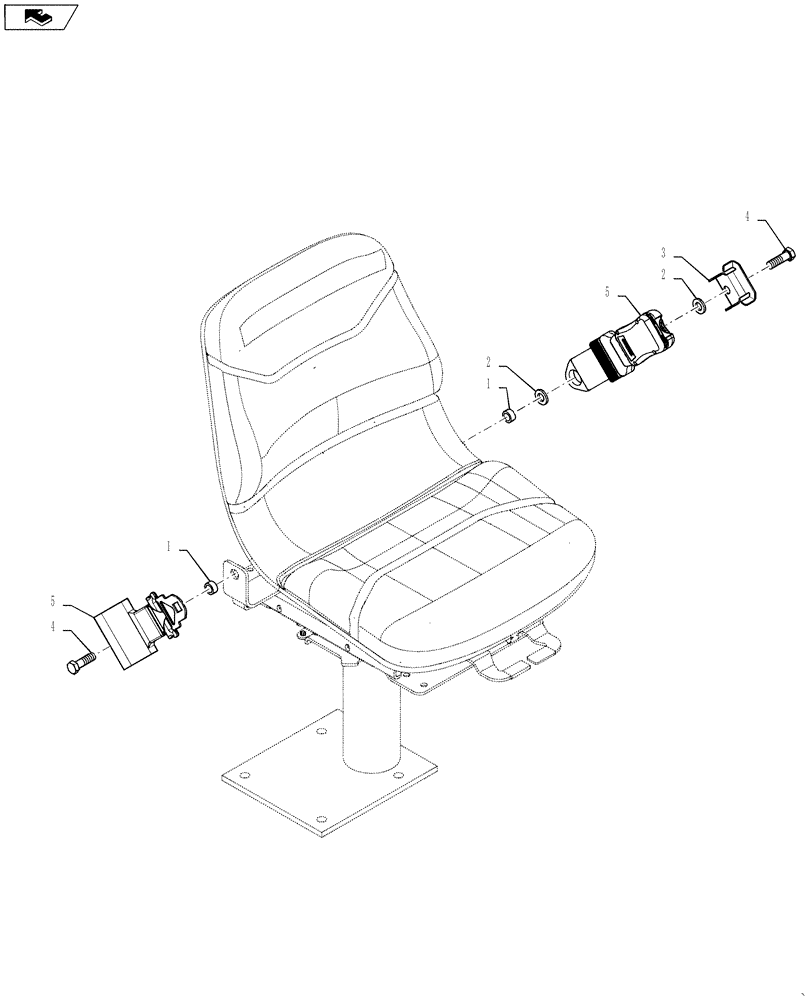 Схема запчастей Case 570N EP - (90.151.AD[02]) - VAR - 747735, 747850, 747851 - SEAT BELT, MECHANICAL SEAT (90) - PLATFORM, CAB, BODYWORK AND DECALS