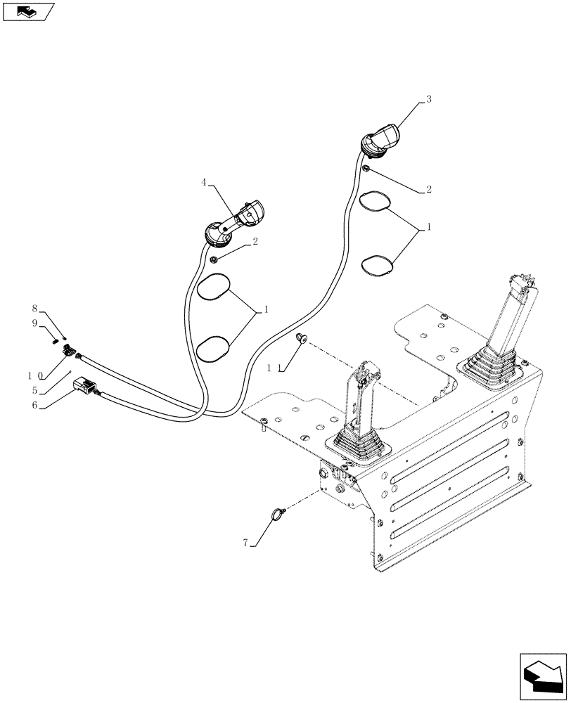 Схема запчастей Case TV380 - (55.512.CL[04]) - LEVEL 100 HANDLE GRIPS, 1-SPEED MECHANICAL CONTROLS (55) - ELECTRICAL SYSTEMS