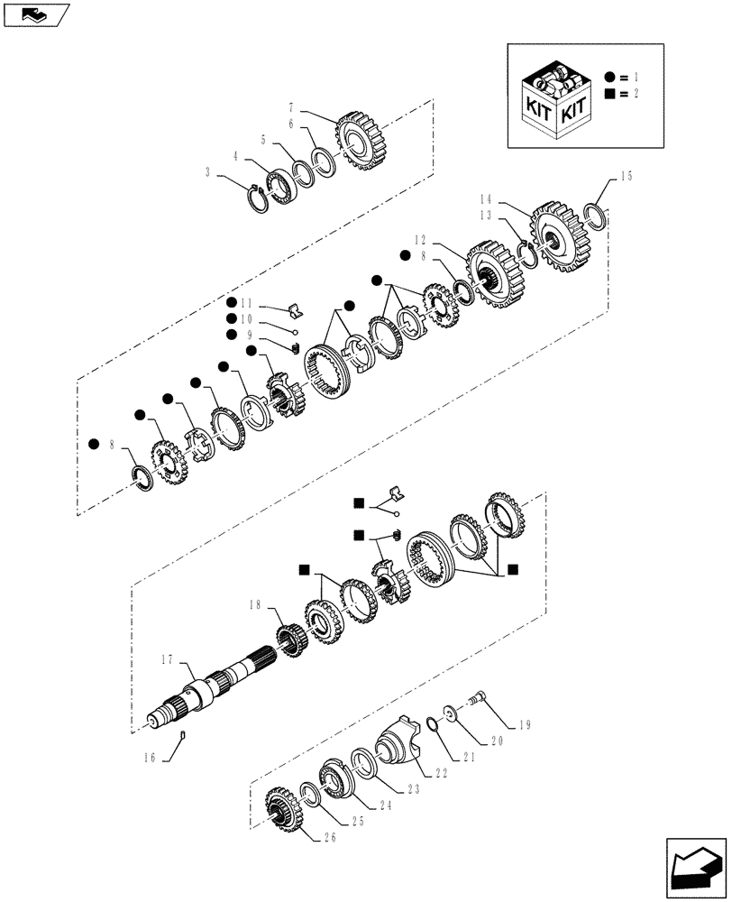 Схема запчастей Case 570NXT - (21.154.AC[02]) - TRANSMISSION SHAFT, SECONDARY 4WD (21) - TRANSMISSION