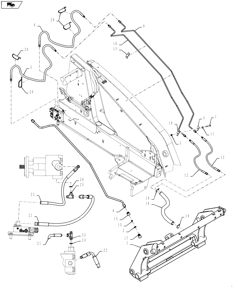 Схема запчастей Case 570NXT - (35.723.AF) - FRONT LOADER HOSES (35) - HYDRAULIC SYSTEMS