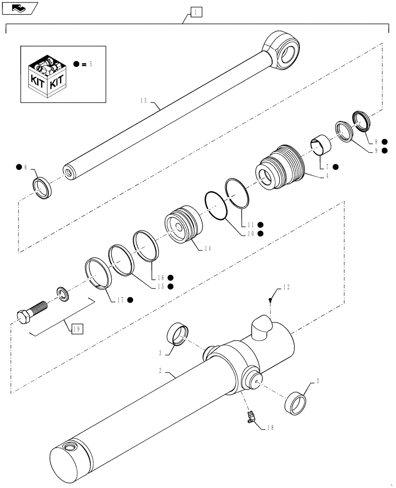 Схема запчастей Case 570NXT - (35.162.AB[01]) - CYLINDER LOADER BUCKET TILT (35) - HYDRAULIC SYSTEMS