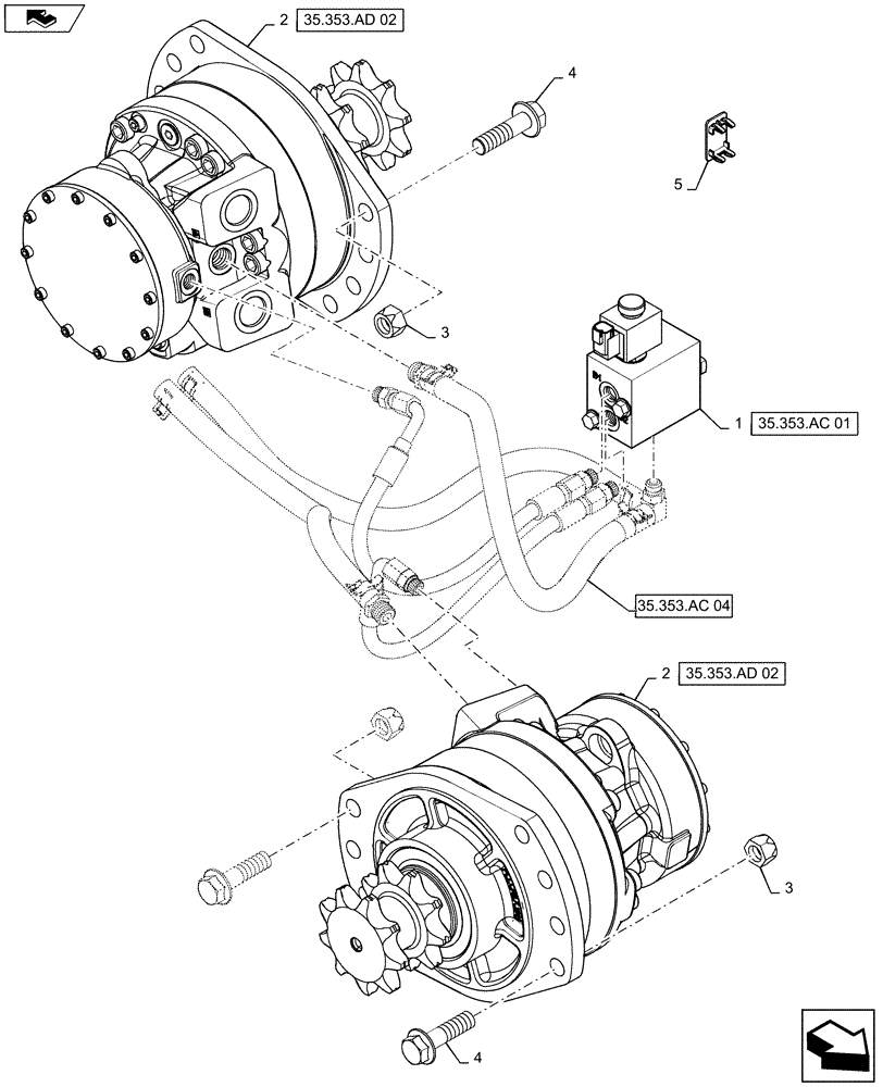 Схема запчастей Case SV250 - (35.353.AD[01]) - TRAVEL SPEED, 1 SPEED (35) - HYDRAULIC SYSTEMS