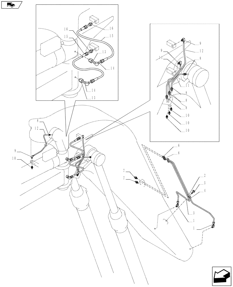 Схема запчастей Case CX145C SR - (71.460.AF[02]) - GREASE LINE (OFFSET) (71) - LUBRICATION SYSTEM