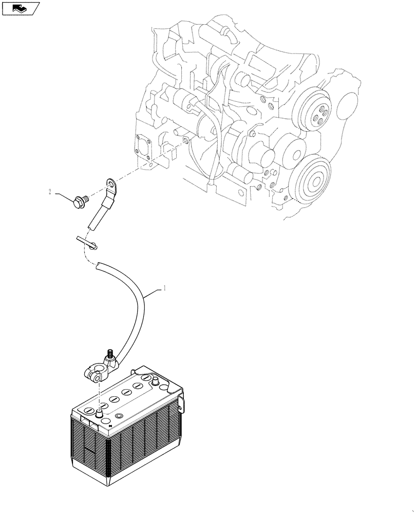 Схема запчастей Case TR320 - (55.100.04[02]) - BATTERY & CABLE, NO DISCONNECT (ALL CASE) (55) - ELECTRICAL SYSTEMS