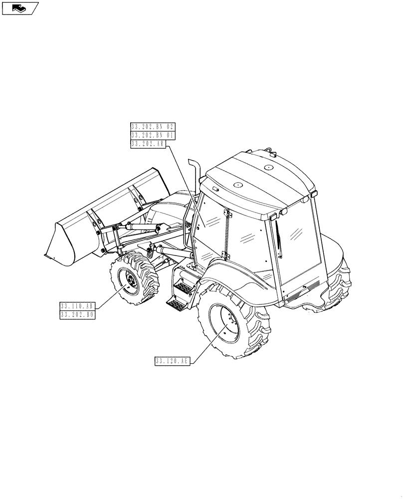 Схема запчастей Case 570NXT - (00.000.33) - PICTORIAL INDEX - BRAKES & CONTROLS (00) - GENERAL & PICTORIAL INDEX