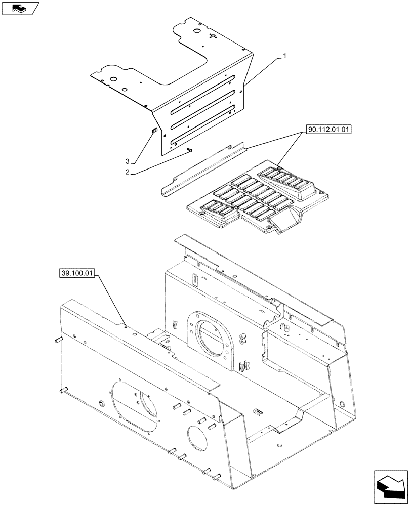 Схема запчастей Case SV300 - (90.112.02[02]) - HANDLE MOUNTING EH (ALL CASE) (90) - PLATFORM, CAB, BODYWORK AND DECALS