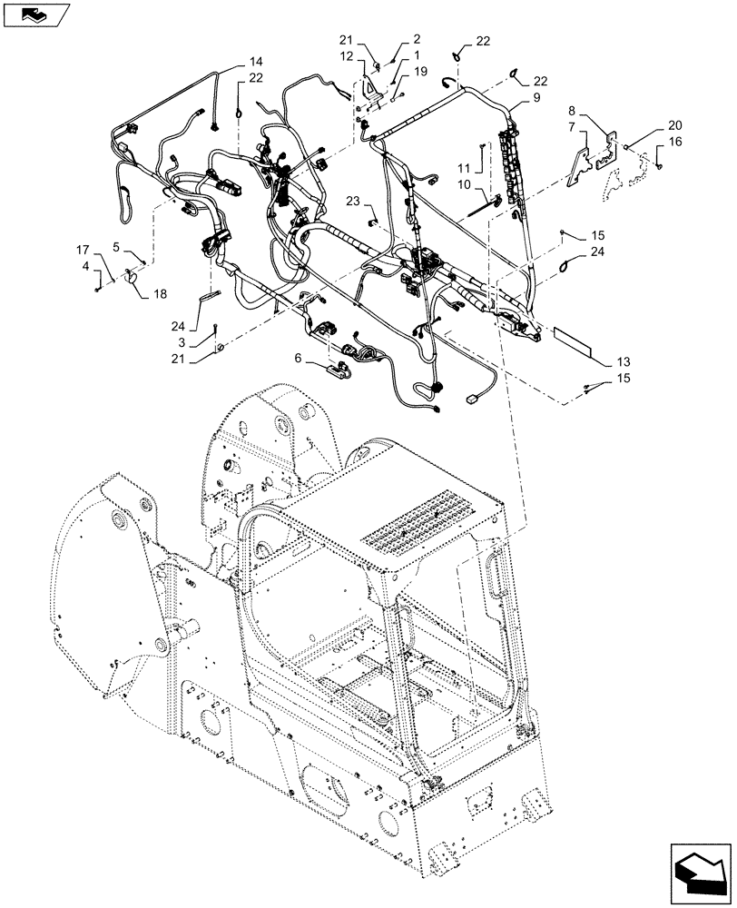 Схема запчастей Case SR220 - (55.101.AC[01]) - WIRE HARNESS & CONNECTOR, MECHANICAL CONTROLS (55) - ELECTRICAL SYSTEMS