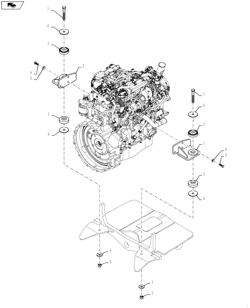 Схема запчастей Case 570NXT - (10.001.AK) - ENGINE MOUNTING (10) - ENGINE