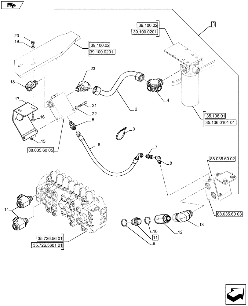 Схема запчастей Case 580SN - (88.035.60[04]) - DIA KIT, NO AUX TO COMBO AUX, MECHANICAL CONTROLS, STANDARD (88) - ACCESSORIES