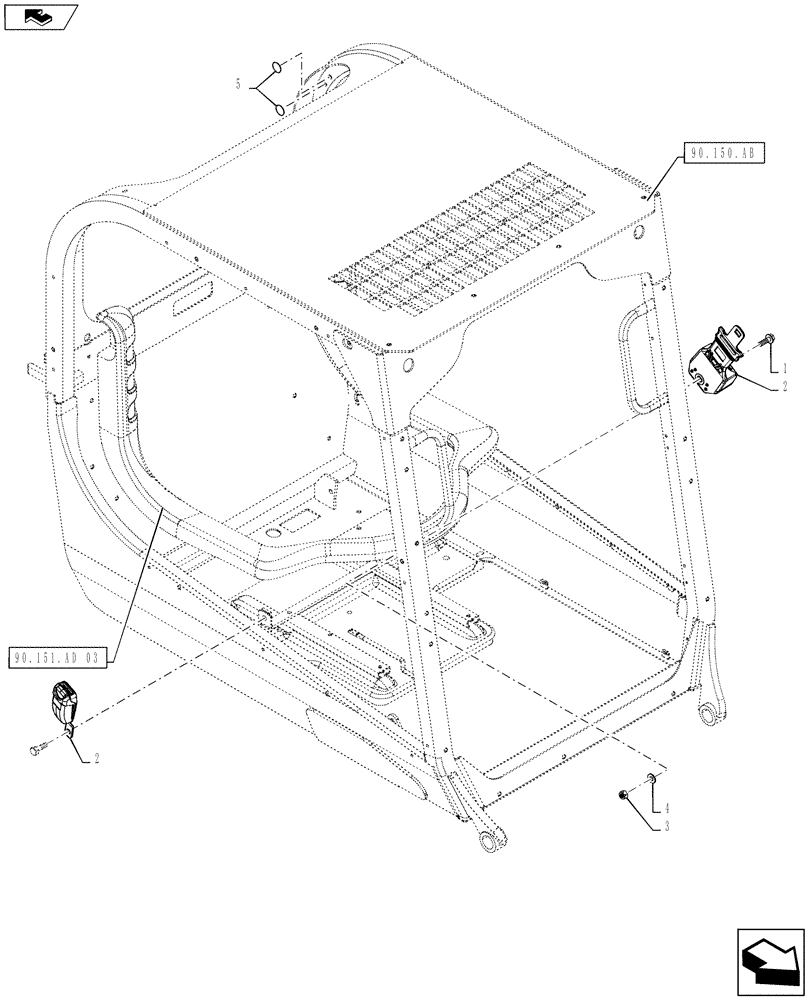 Схема запчастей Case SR220 - (90.151.AD[01]) - SEAT BELT, 2" LAP BELT (90) - PLATFORM, CAB, BODYWORK AND DECALS