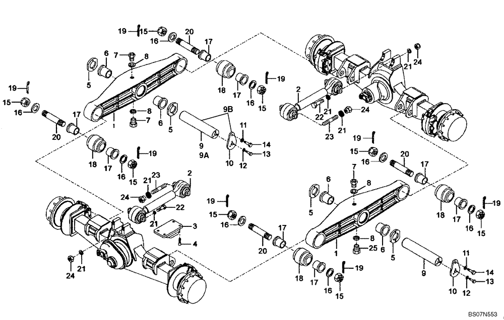 Схема запчастей Case 330B - (39A00000656[001]) - ROCKER ARMS, REAR SUSPENSION (87544245) (09) - Implement / Hydraulics / Frame / Brakes