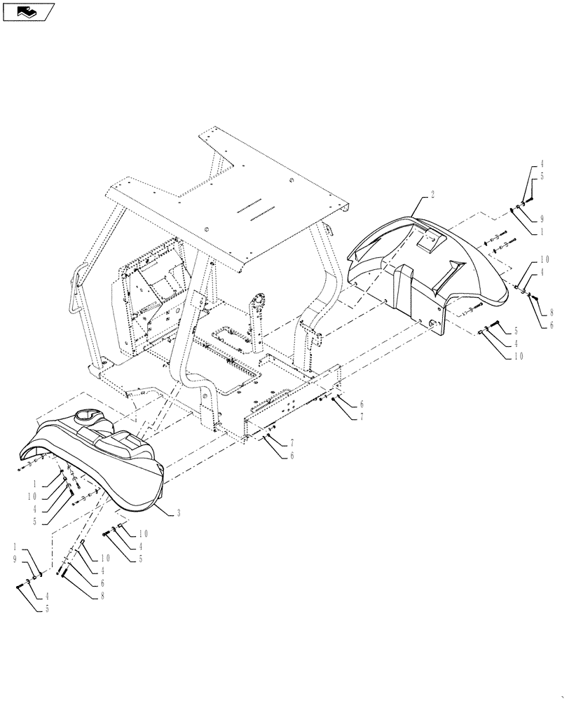 Схема запчастей Case 570NXT - (90.116.AC) - FENDERS CANOPY OPTION (90) - PLATFORM, CAB, BODYWORK AND DECALS